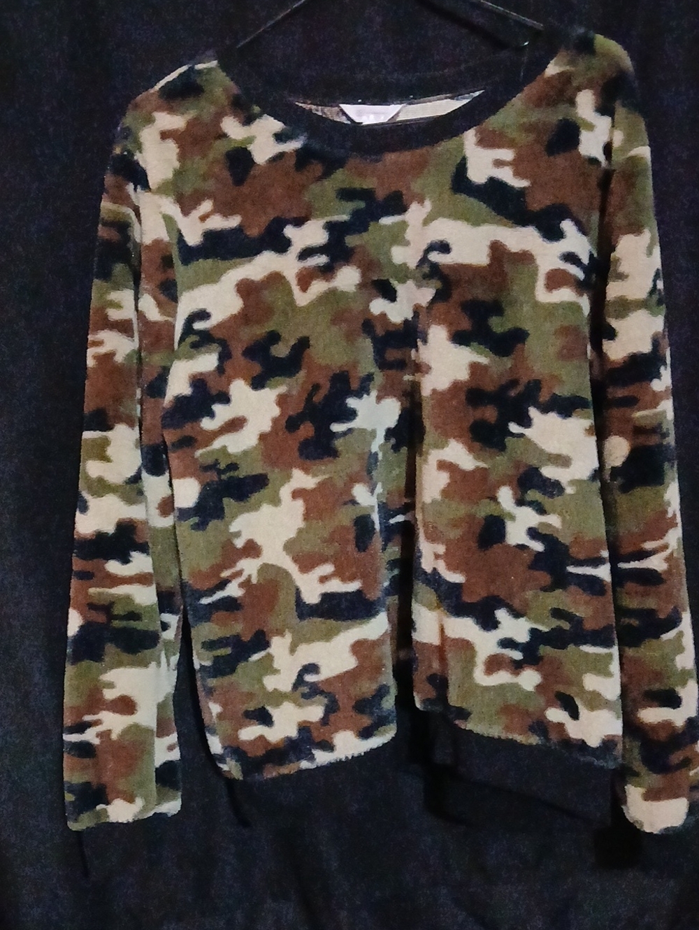 No Boundaries Camo Knit Top in Green, Brown, Black